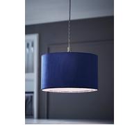 Reni Navy Blue Velvet Easy Fit Drum Ceiling Lamp Shade ValueLights Navy Large