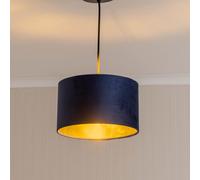 Reni Navy Velvet with Metallic Gold Inner Easy Fit Ceiling Lamp Shade ValueLights Dark Navy Large