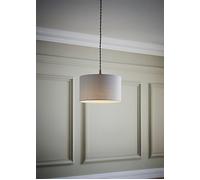 Reni Pale Grey Fabric Easy Fit Drum Ceiling Lamp Shade ValueLights Grey Large