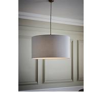 Reni Pale Grey Fabric Easy Fit Drum Ceiling Lamp Shade ValueLights Grey Medium