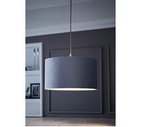 Reni Pale Grey Velvet Easy Fit Drum Ceiling Lamp Shade ValueLights Pale Grey Large