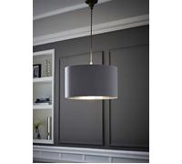 Reni Pale Grey with Metallic Chrome Inner Easy Fit Ceiling Lamp Shade ValueLights Pale Grey Medium