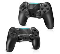 Renifan Wireless Controller for PS-4, Controller Wireless for PS-4/Pro/Slim/PC, Bluetooth Gamepad Joystick with Dual Vibration Touch Panel 3.5mm Audio Jack Six-Axis (2PCS,Black+Black)