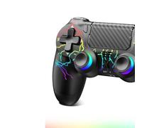Renifan Wireless Controller for PS-4 With Crackle RGB, Controller Wireless for PS-4 Pro/Slim/PC, Bluetooth Gamepad Joystick with Vibration Touch Panel 3.5mm Audio Jack Six-Axis, Black