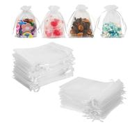 RENKE 60Pcs White Organza Bags, Mesh Bags for Jewellery, Perfect for Wedding Gifts, Candy, and More