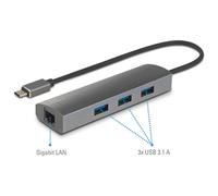 Renkforce Network adapter/hub 1 GBit/s USB-C® 5Gbps, LAN (10/100/1000 MBit/s), USB 3.2 Gen 1 (USB 3.0)