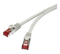Renkforce RF-4724260 RJ45 Network cable, CAT 6 S/FTP patch cable 15 m grey with recessed ratchet, gold-plated contacts
