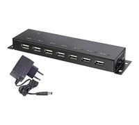 Renkforce RF-4791678 USB 2.0 Hub 7 Ports Metal Housing for Wall Mounting Black