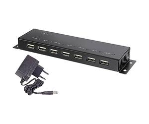Renkforce RF-4791678 USB 2.0 Hub 7 Ports Metal Housing for Wall Mounting Black