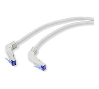 RENKFORCE RF-4892470 RJ45 Network cable, patch cable CAT 6a S/FTP 0.25 m grey (RAL 7035) 90° downward angled 1 pc(s)