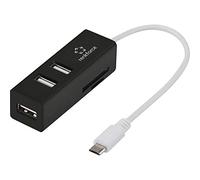 Renkforce RF-4995192 3 Port USB 2.0 Hub with Built-In SD Card Reader with OTG Function Black