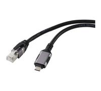 Renkforce RF-6055784 USB-A to RJ45 Adapter Black Aluminium 1.80m