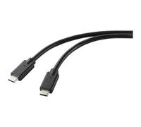 Renkforce RF-6691602 USB charging cable black fabric sleeve 1.20 m...