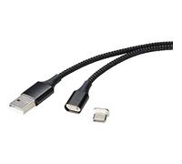 Renkforce USB Cable USB 2.0 USB-A Male, USB-C® Male 1 m Black Magnetic Connector RF-4746076