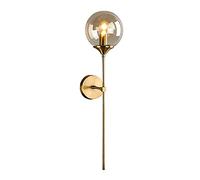 RENKTE Modern Minimalist Wall Sconce Light, 15cm Glass Ball Lamp Shade and Aluminium Support Lamp for Bedroom and Hallway (Amber)
