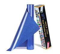 RENLITONG Royal Blue Glitter HTV Heat Transfer Vinyl Rolls - 12 Inch x 5 feet Iron on Vinyl for T-Shirt and Silhouette, Easy to Cut & Weed for Heat Transfer Design (Glitter Royal Blue)