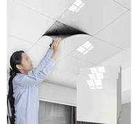 RENLXFI Ceiling Tiles Panels Coving Plastic Ceiling Tiles 300 X 300 White, 5 10 20 30 40 50 Pcs Bathroom Waterproof Wallpaper Tiles for Home Office Decoration, Cutting Panels with Foil Back(A,5 pack)