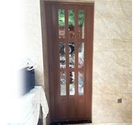 RENLXFI Concertina Door Brown Pvc Accordion Sliding Barn Door, Multifold Interior Folding Door With Top Track & Handle, Custom Size, Kitchen Pantry Bedroom Room Divider(WxH 120cmx180cm)