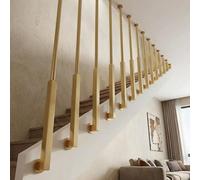 RENLXFI Heavy Duty Wrought Iron Baluster Post for Indoor Stairs, Side Mount Staircase Railing Support Kit, Non-Slip Safety Attic Guard Rail(Gold,125cm/49.2in/4.1ft)