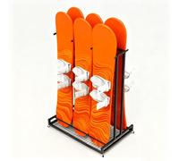 RENLXFI Large Freestanding Snowboard Rack, Iron Movable Ski Board Storage Racks for 2 3 4 5 Pair Skis Display, Basement/Garage/Ski Resort Organizer(W 93cm(36 3/5in))