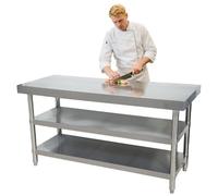 RENLXFI Stainless Steel Worktable with Shelves, Open Base Kitchen Prep Table for Bar/Restaurant/Cafeterias/Garden, 7mm Thickened Countertop Workstation(LxWxH 80x60x80cm)