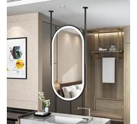 Renmlion Black Metal Frame Bathroom Mirror，Oval LED Vanity Mirror Ceiling Hanging Decor Mirrors，Modern Wall Mounted Mirrors for Farmhouse，Restroom，Entryway，Clear and Practical(50cmx70cm)