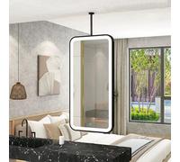 Renmlion Ceiling Hanging Mirror，LED Bathroom Mirror Metal Framed Illuminated Wall Mounted Vanity Mirrors with Lights，Modern Decorative Glass Mirrors for Bedroom，Dressing Table(40cmx70cm)