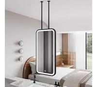 Renmlion Ceiling Mounted Mirror｜Ceiling Hanging Suspended Mirrors Modern HD Decorative Bathroom Mirrors｜LED Vanity Make-up Mirrors for Living Room Entrance Bedroom｜Black(50cmx70cm)