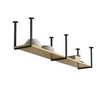 Renmlion Ceiling Shelf Floating Suspended Shelving，Kitchen Storage Rack Plates Racks Flower Plant Stand Display Shelves for Bar Restaurant, Solid Wood and Metal Iron Wine Holder(150x30x40cm)