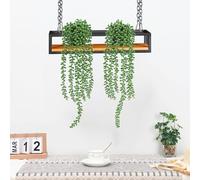 Renmlion Ceiling Shelf Hanging Wood Basket Planter - Ceiling Floating Shelves Flower Plant Pot Stand Wall Mounted Storage Shelving for Home Balcony Bar Cafe Decoration Rack(60x25x15cm)