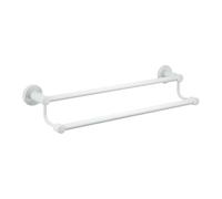 Renmlion Double Towel Rails Stainless Steel Towel Bar 40cm 50cm 60cm 70cm 80cm Wall Mounted Hand Towel Holder White Towel Rack Round Towel Rod，Screws Mounting(80cm)
