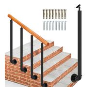 Renmlion Hand Rails for Indoor and Outdoor Steps, Metal Stairs Railings Adjustable Side Mount Handrail Pickets with Kit Black Wrought Iron Posts for Loft Villa Corridor Garden(110cm(43.3in))