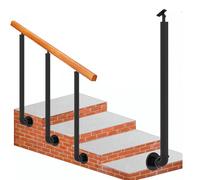Renmlion Hand Rails for Outdoor Steps，Adjustable Transitional Handrail Picket Side-Mounted Banister Rail External Stair Railing Metal Iron Posts Kit Safety Grab Bar for Garden Deck(65cm(25.6in))