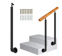 Renmlion Handrails for Outdoor Porch Steps Side Mount Banister Column, Adjustable Wrought Iron Stair Railing Posts Hand Rails with Fittings for Concrete Steps or Wooden Stairs(110cm(43.3in))