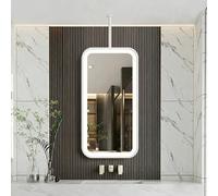 Renmlion LED Bathroom Mirrors Wall Mounted Rectangle Mirror，Modern Ceiling Hanging Mirror Metal Frame Illuminated Vanity Mirrors for Home Decor，Customizable(40cmx60cm)