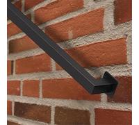 Renmlion Outdoor Grab Rail - Black Wrought Iron Handrail Wall Mount Staircase Banister Hand Rails for Outdoor Steps or Indoor Stairs Railing Safety Grab Bar with Fittings(3.3ft/100cm)