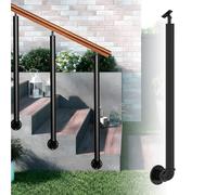 Renmlion Stair Railing Wrought Iron Transitional Handrails Pickets for Outdoor Step Side-Mounted Hand Rail with Fittings Porch Decking Railings Posts for Villa Loft Entryway(110cm(43.3in))