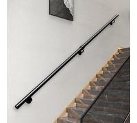 Renmlion Staircase Banister Hand Rails for Indoor and Outdoor Grab Rail｜300cm/3.6m/4m/5.4m Black Metal Wrought Iron Round Pipe Handrail Corridor Safety Grab Bar for Decorations(6.6ft/200cm)