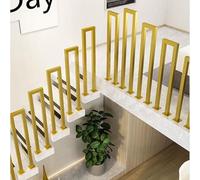 Renmlion U-Shaped Stair Handrail Floor Mount｜Indoor Outdoor Stair Railings Fits 1 Steps｜Gold Metal Wrought Iron Transitional Hand Railings Safety Support Step Baluster Handrail(100cm/39in)