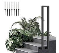 Renmlion U-Shaped Stair Handrail｜Industrial Iron Stair Railing Square Tube Staircase Grab Rail Safety Fence｜Indoor Outdoor Hand Rail Kit for Cement Concrete Steps Side Mount(100cm/39in)