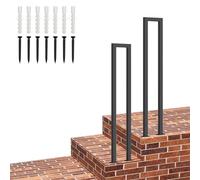 Renmlion U-Shaped Wrought Iron Handrail｜Porch Deck Hand Rails for Outside Steps Or Indoor Stair Railings Kit｜Anti-Slip Grab Rails for Cement Concrete Steps Floor Mount(100cm/39in)
