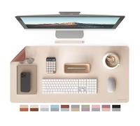RENMTURE Double-Sided Two-Tone Faux Leather Desk mat Desktop Organization and Accessories Home and Office Large Mouse pad Game and Work (Beige/Brown, 36"x17")