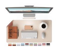 RENMTURE Double-Sided Two-Tone Faux Leather Desk mat Desktop Organization and Accessories Home and Office Large Mouse pad Game and Work (Beige/Brown, 32"x16")