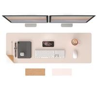 RENMTURE Dual-Sided Extra Large Mouse Pad, Natural Cork & Faux Leather Rectangle Mouse mats for Office and Home Work, 47"x17" Non-Slip, Waterproof, Easy Clean (Apricot)