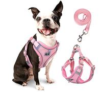 Rennaio Dog Harness No Pull, Adjustable, Lightweight & Reflective, Pink, M