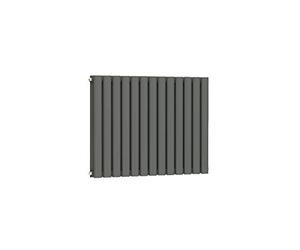 Rennes Anthracite Low Carbon Mild Steel Horizontal Double Panel Mirror Bathroom Heating Radiator - 600 x 770mm, Anthracite Grey