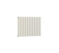 Rennes White Low Carbon Mild Steel Horizontal Oval Double Panel Mirror Bathroom Heating Radiator - 600 x 770mm