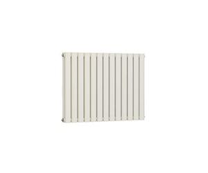 Rennes White Low Carbon Mild Steel Horizontal Oval Double Panel Mirror Bathroom Heating Radiator - 600 x 770mm