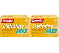 Rennie Deflatine, Trapped Wind and Bloating Tablets, Fast and Effective Heartburn Relief and Indigestion Relief, Sugar Free Mint, 2 Pack of 36 Tablets