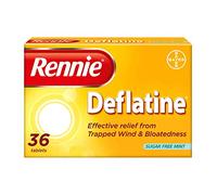 Rennie Deflatine Trapped Wind & Bloatedness Relief Tablets Sugar-Free Mint - 36 Tablets **2 PACK DEAL**